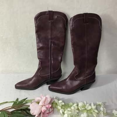 Rubi Womens Size 40 Burgundy Red Pointed Toe Western Calf Boots