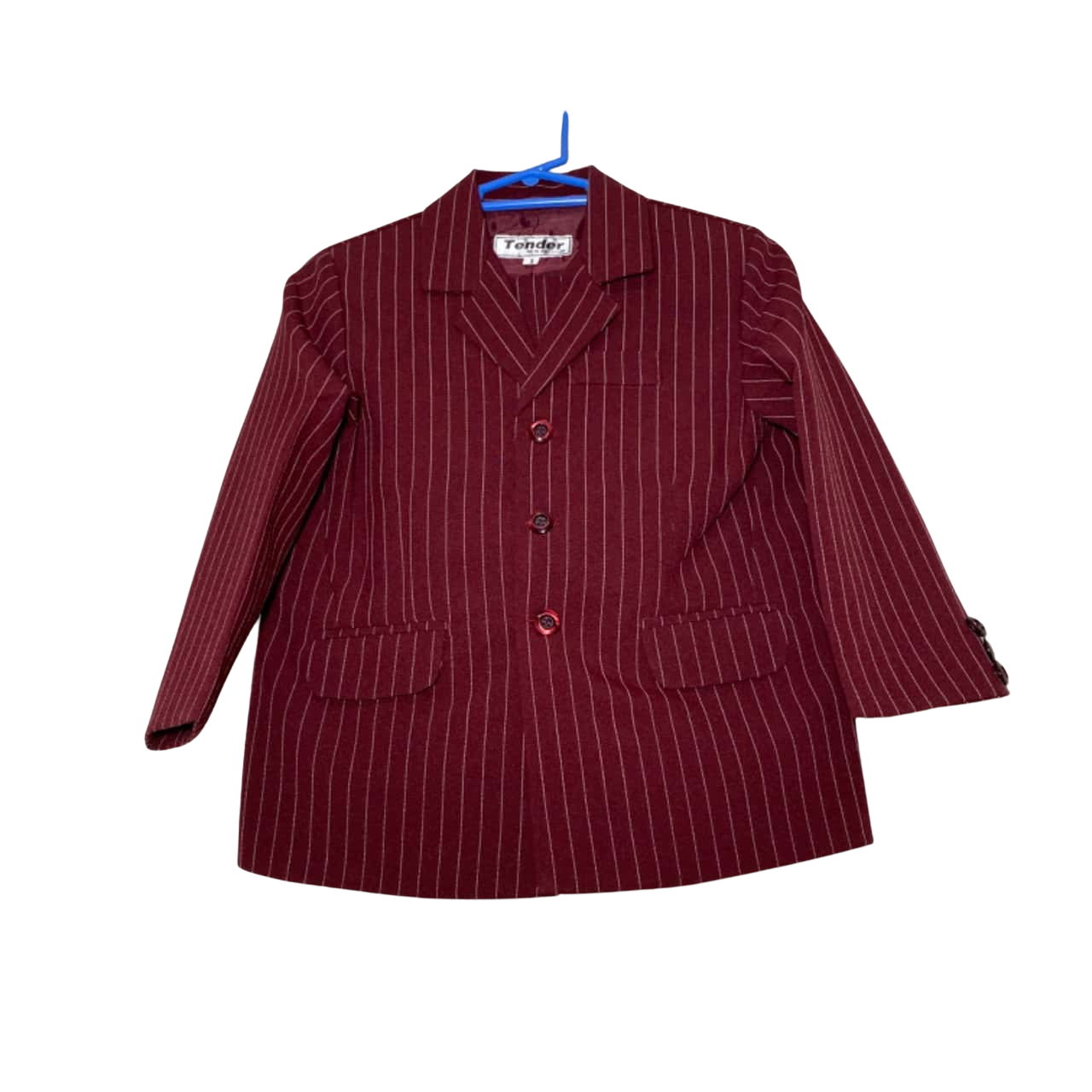 Kids Suit With Pants Size 1 Maroon Striped White kids-suit-with-pants-size-1-maroon-striped-white
