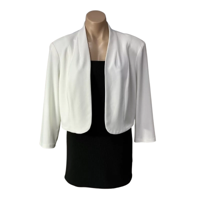 Frank Lyman Design Womens Size 12 / 14 White Cropped Open Jacket (new)