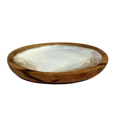 Wooden Bowl with Abalone Shell Insert