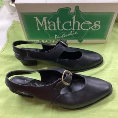 vintage  Womens  Matches Size 8.5 Flats Black  (sh)