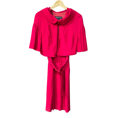 Bettina Liano Womens Size 8 Pink Belted Dress & Jacket Set