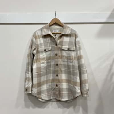 Witchery Womens  Size 12 Long Sleeve Shirt Checked 