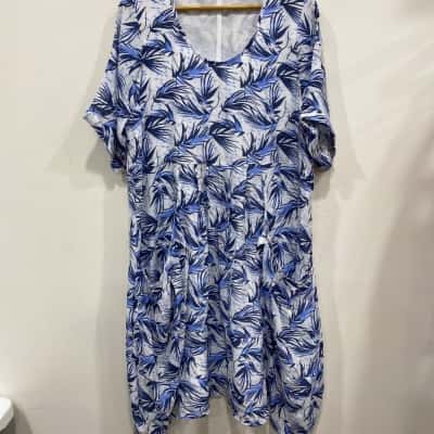 Willow & Tree Womens  Size 16 Short Sleeve Dress  Blue / Navy Blue / White 