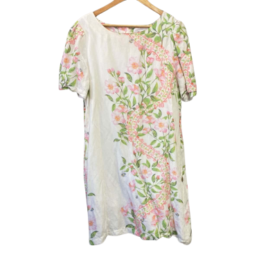 Binny Womens  Size 14 Midi Dress Green / Pink  / White 