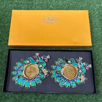 Silky Artefacts Peacock Tea Light Holders (New in Box)
