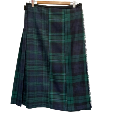 Le Kilt Womens Size 14 (closer to size 12) Black Watch Tartan Kilt Skirt 100% Wool