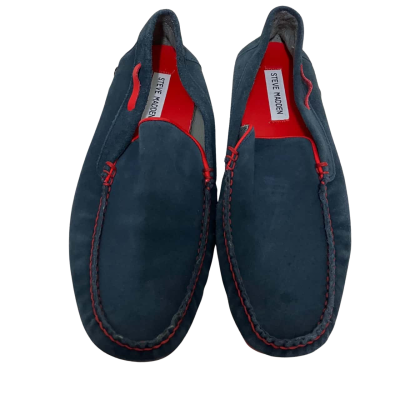 Steve Madden Mens  Size 9.5 Navy Blue / Red Moccasin 