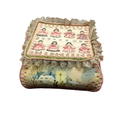 Vintage Handmade Greeting Card Box. Patterned. App 16 CM x16 CM