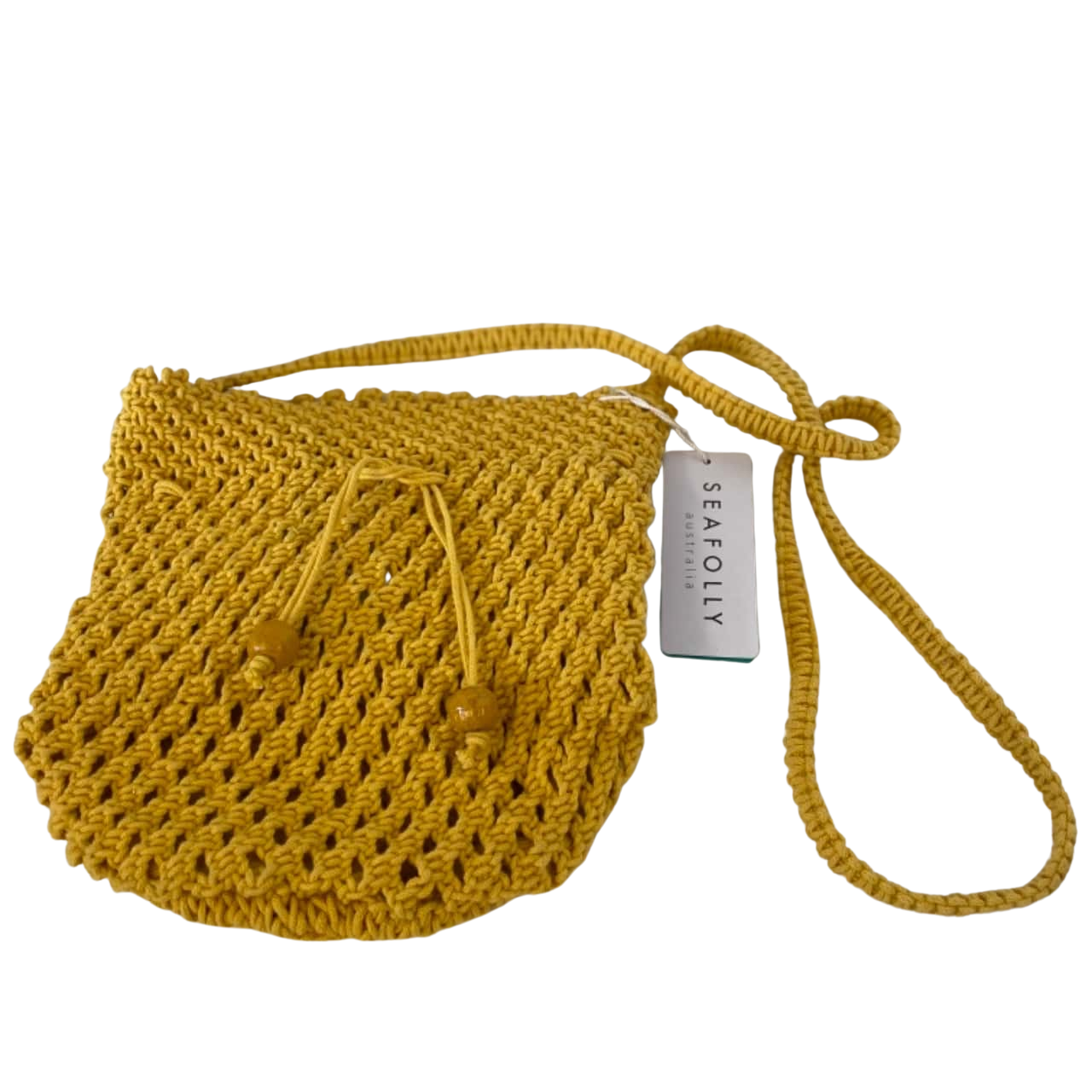 BNWT Seafolly Womens Crochet Cross Body Bag Yellow (s)