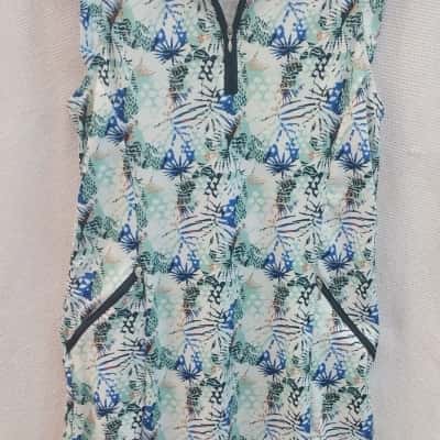  Womens Bermuda Sands Size S Midi / Sleeveless Dress  Black  / Blue / Green/ White 