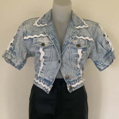 Vintage* Sunflower Denim Brand.  Stonewash Short Sleeve Jacket.   Size S 