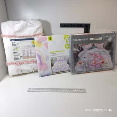 3pcs Unicorns/Pink Single Bedding Bundle PreOwned As New 