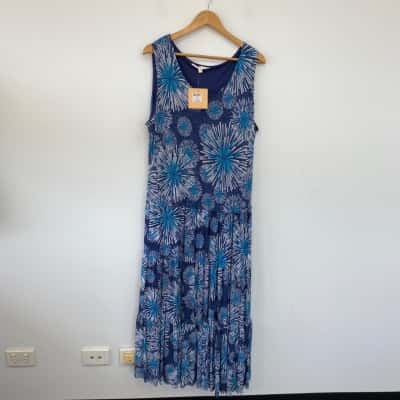 Noni B Cyan Blue Adelice Printed Maxi Dress  Size XL 