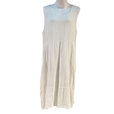 Made in Italy Womens Size L / M Linen Blend Midi Dress White 