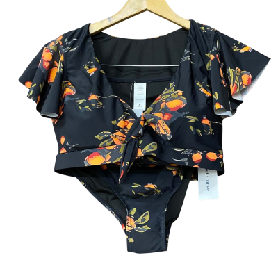 BNWT Meet.Curve Womens Size M Black /Orange Fruit Pattern Bikini Set  