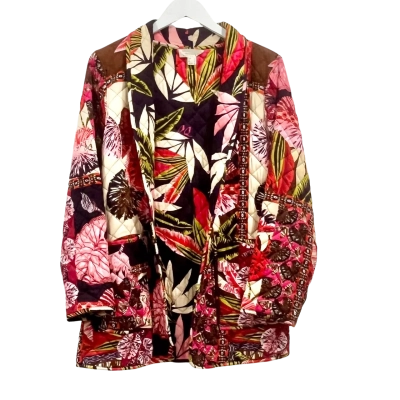 Orientique Quilted Jacket Reversable Tropical Print Design Size 12 