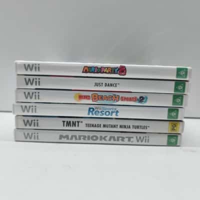 Nintendo Wii Game Lot 6x Mario Kart Mario Party 8 Wii Sports Resort TMNT
