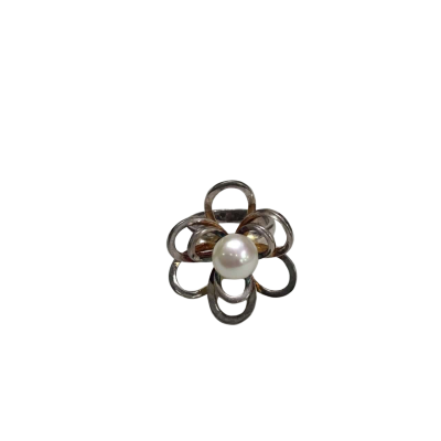 925 Silver Floral Design Ring With Pearl