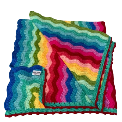 Ripple Range Hand Crochet Throw. 