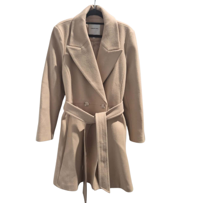 Forever New Womens  Size 16 Peplum Coat Beige w Belt