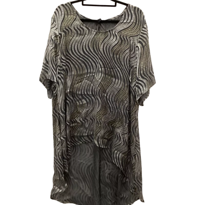Taking Shape Womens  Size 16 Sheer (See Through) Blouse Black  / Gold / Silver Asymetrical Hemline    NWOT