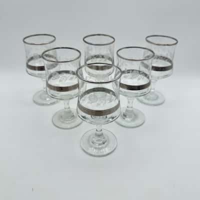 Vintage Dema Silver Rose Set Of 6 Glasses In Box 