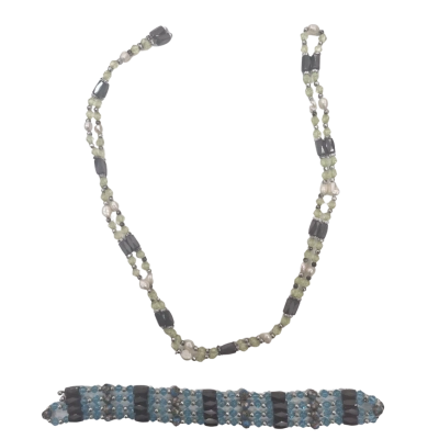  Womens Bracelet / Necklace Black  / Blue / Pearl / Silver 
