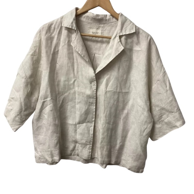 Nude Lucy Womens  Size XS Short Sleeve Top Beige 100% linen K