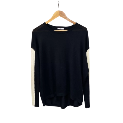 POL Clothing Womens  Size S Long Sleeve Top Black  / Cream 