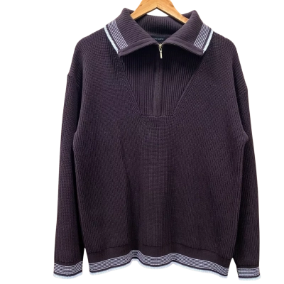 The Ark Chocolate Brown/White Quarter Zip Jumper Size M