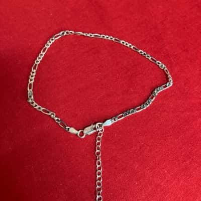 Women's Anklet 925 Silver Figaro Chain 