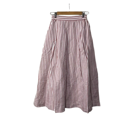 Saba Womens Size 8 Dusty Pink / White Striped Pleated A-Line Midi Skirt (new)
