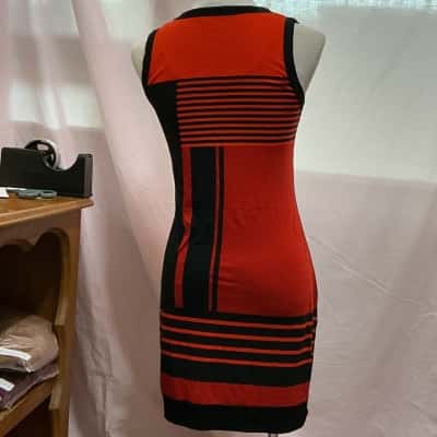 Yessica  Womens  Size XS Casual Dress Black  / Red / Striped 