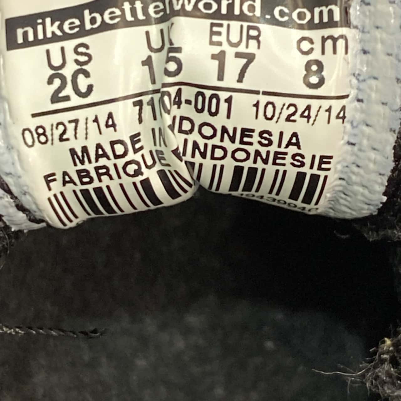 what size is 2c in nike