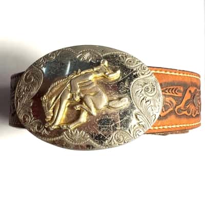  Men’s Western Tooled Leather Belt S32-34” M