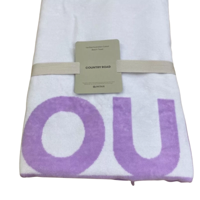 Country road beach towel pink/white