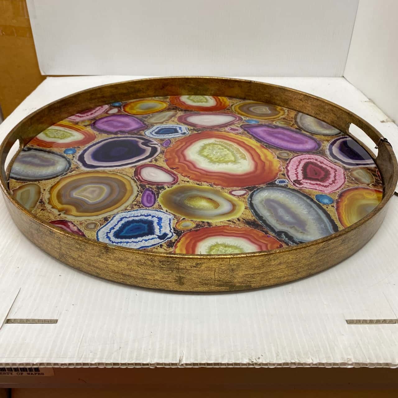 Warm marble serving tray with Different stone accents (s)