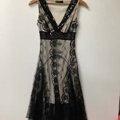 Mei Mei Womens Cocktail Dress Beige / Black  J