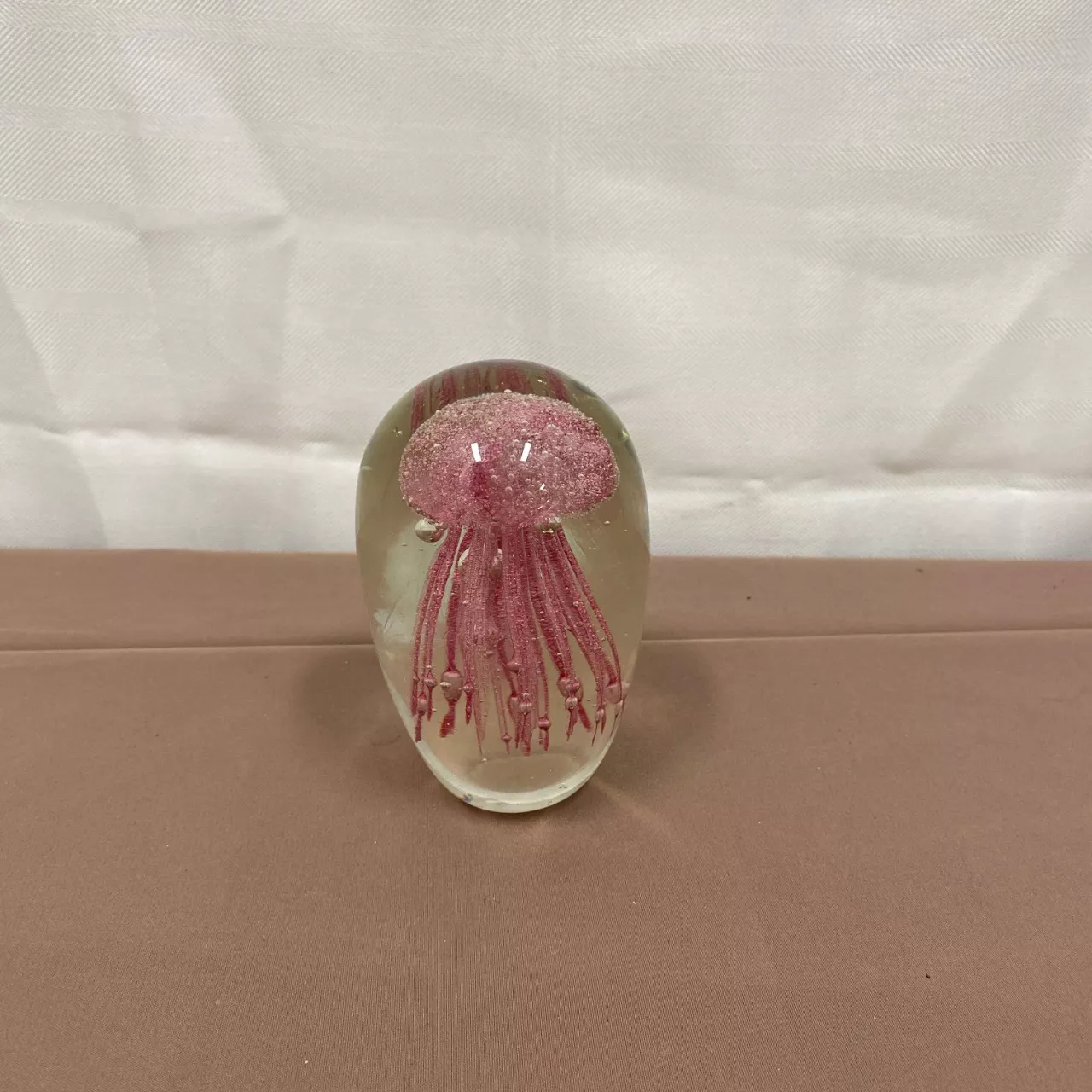 Vintage Clear Glass Art Pink Jellyfish w/controlled Bubbles Paperweight ...