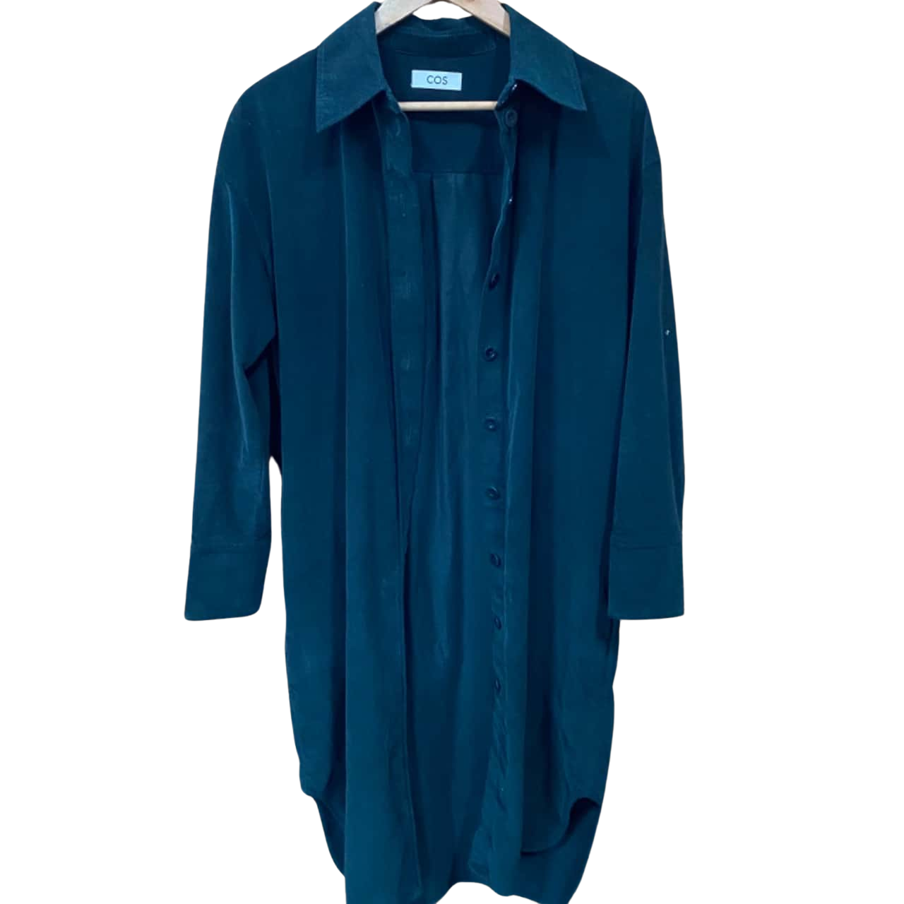 COS Forest Green Button Up Corduroy Shirt Dress Size 38(s)