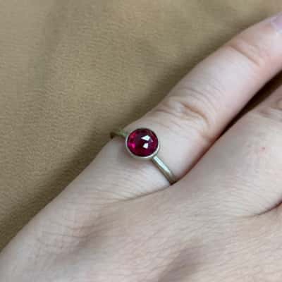 Womens Pandora 925 Silver Ring with Red Centre