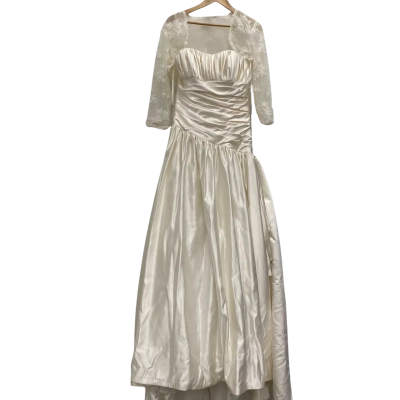 Nyphes Women's Wedding Dress With Net Jacket Size 14 Cream RRP$550 