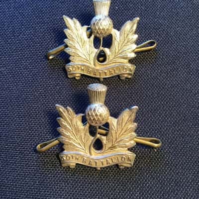 Pair of White Metal Collar Badges - 30th Battalion (NSW Scottish Regiment)
