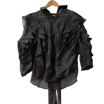 Decjuba Womens  Size 12  Ruffle Top Black  G