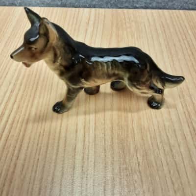 Vintage glazed ceramic German Shepherd dog figurine