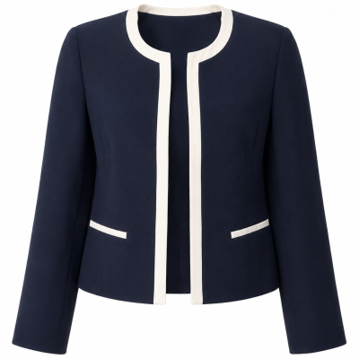 Perri Cutten Womens Size 8 Navy & White Trim Jacket