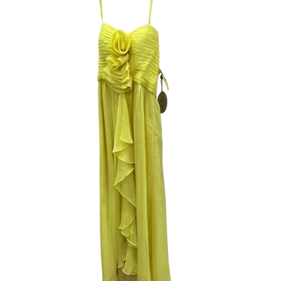 Bariano Womens  Size 8 Centre Rosette Yellow Formal Dress 