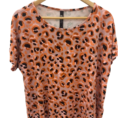 TS Womens  Size 14 Short Sleeve Top Black  / Orange / Pink  