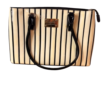 Serenade Beverly Hills Collection Genuine Leather Black & Cream Handbag